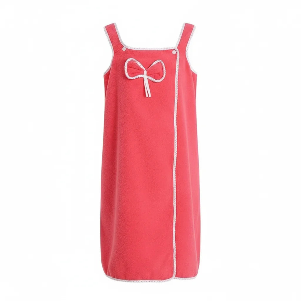 Womens Bathrobe in Coral Fleece, Ladies Dressing Gown with Snap Closure, Womens Dressing Gown Off Shoulder, Bath Robe_18