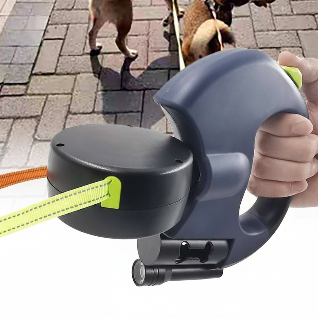 Retractable Dog Lead for Two Dogs with Torch, Double Dog Lead 2 x 3 m, Extendable Dog Lead with Separate Brakes_03