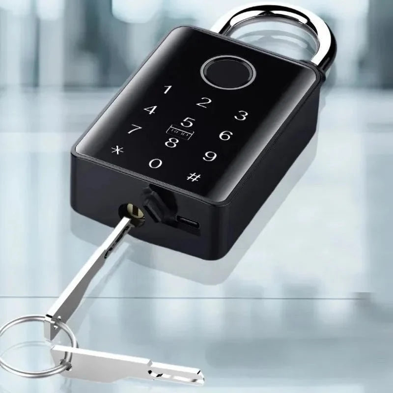 Fingerprint Padlock with Key, Smart Padlock for Outdoor Use