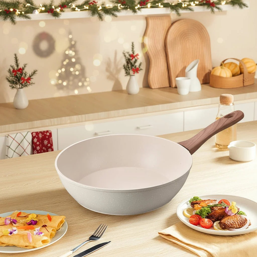 Stainless Steel Pan with Stone Coating, Deep Frying Pan for Induction Hob, Non Stick Pan for Gas and Electric Hobs_02