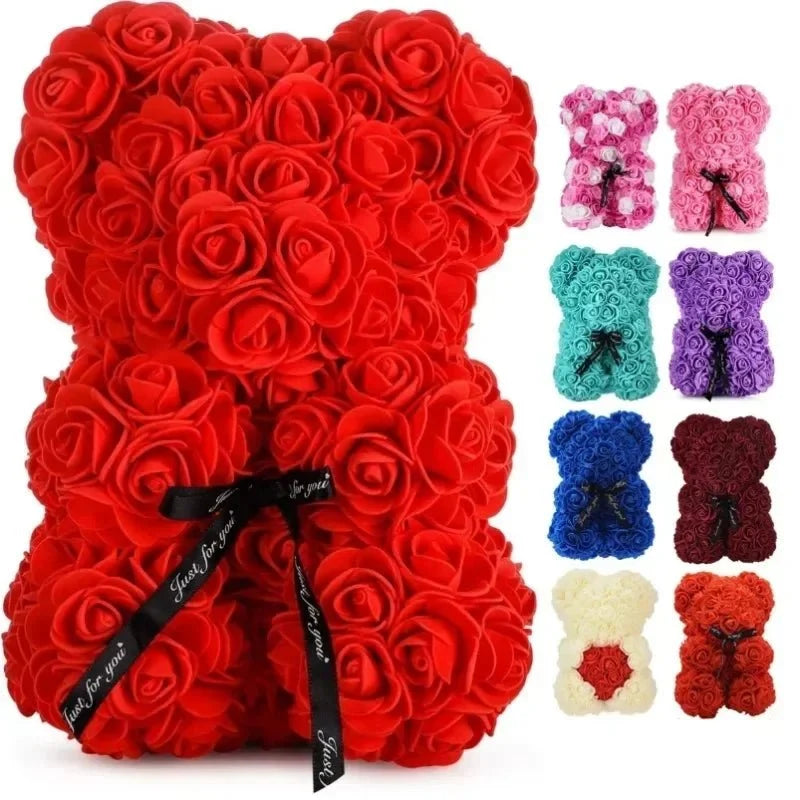 Rose Teddy Bear, Eternal Rose Bear 25 cm, Mothers Day Gift, Valentines Gifts, Anniversary Gift for Birthday and Wedding_03