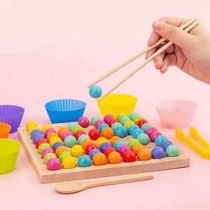 Colour Sorting and Counting Game, Montessori Toys with 80 Wooden Beads and Tray – image 10