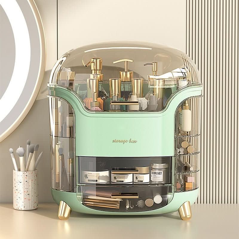Makeup Organiser, Clear Cosmetic Organiser Box, Dustproof Makeup Storage Box with Compartments and Makeup Brush Holder_04