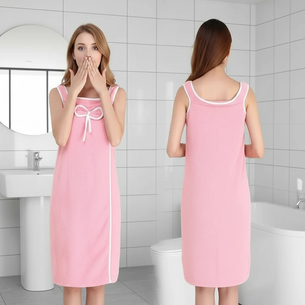 Womens Bathrobe in Coral Fleece, Ladies Dressing Gown with Snap Closure, Womens Dressing Gown Off Shoulder, Bath Robe_02