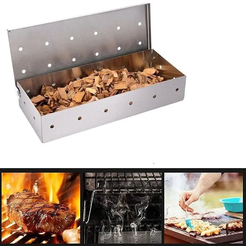 BBQ Smoker Box for Gas and Charcoal Grills, Stainless Steel Smoking Box, Smoker Accessories, BBQ Accessories_06