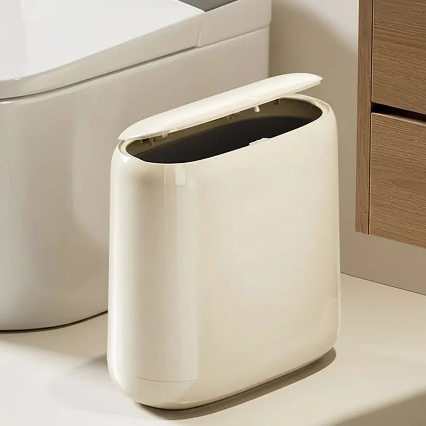 Slim Kitchen Bin for Narrow Spaces, Small Bathroom Bin, Plastic Rubbish Bin for Office and Laundry Room