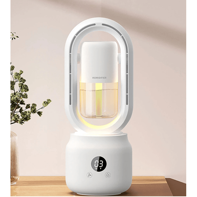 Bladeless Fan, Portable Fan with Humidifier and Night Light, Rechargeable Desk Fan for Bedroom and Office_05