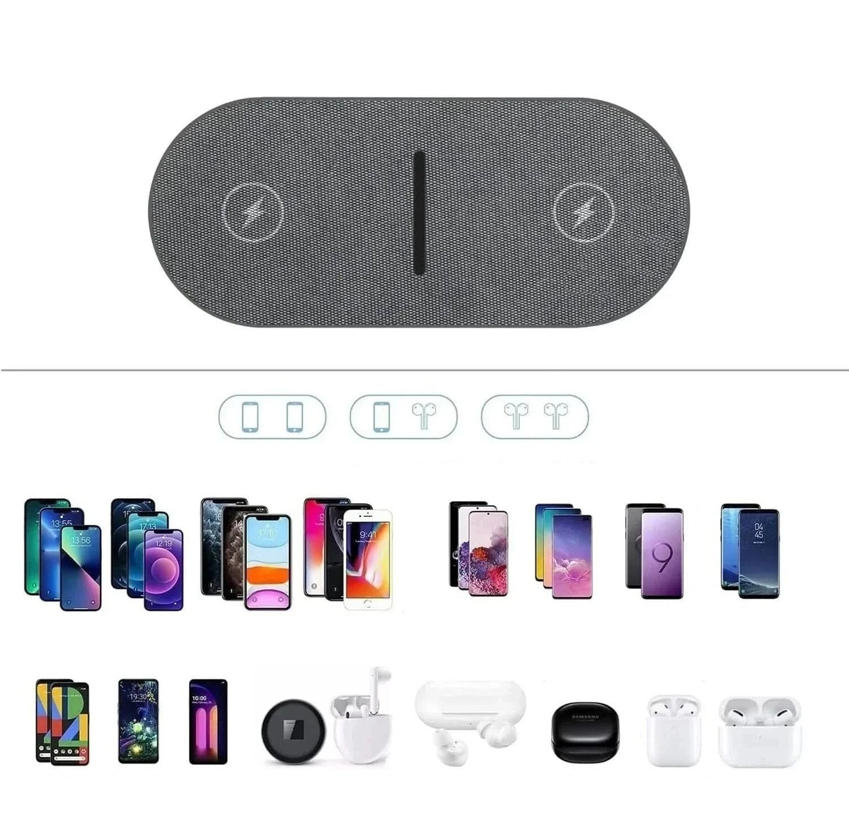 Wireless Charging Station for iPhone and Samsung, Wireless Charger for AirPods, Cordless Charger for Qi Devices_05
