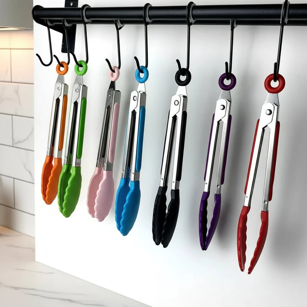 Cooking Tongs with Non-Slip Handle, Plastic Tongs for Serving Food, Lightweight Kitchen Tongs, Kitchen Accessories