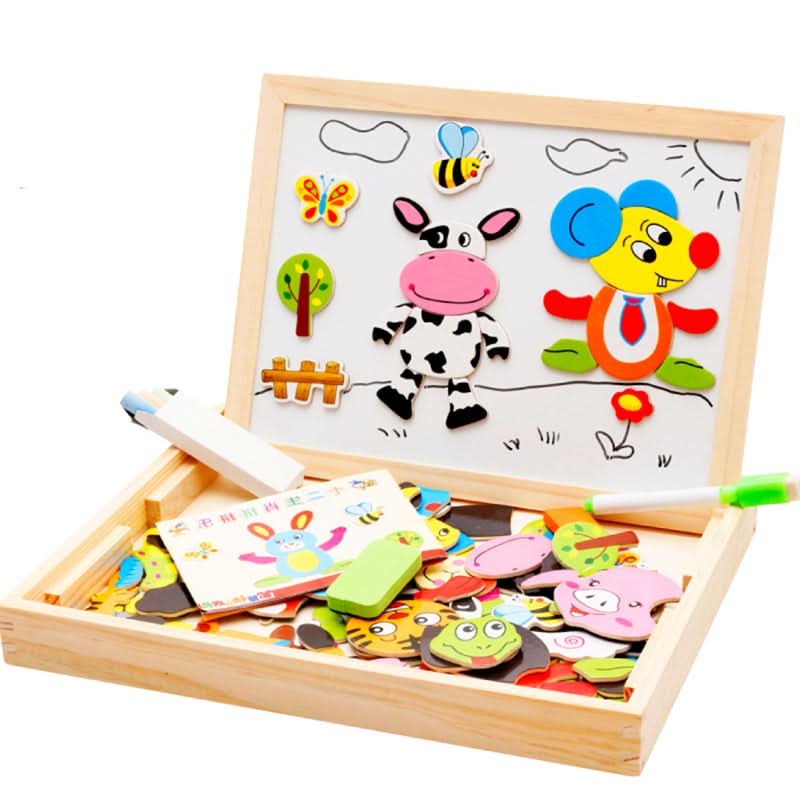 Magnetic Board for Kids, Drawing Board with Magnetic Cards, 3D Wooden Puzzle and Magnetic Game, Wooden Toys for Travel_26