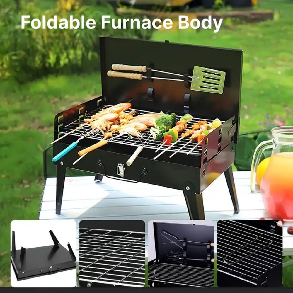 Portable BBQ for Camping and Garden, Folding Camping Barbecue in Powder Coated Steel, Small BBQ for Balcony_05