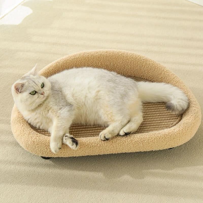 Cat Cave Bed with Sisal Scratching Surface, Cosy Cat Bed with Washable Cushion, Cat Scratcher Bed