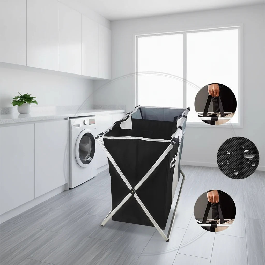 Laundry Basket 3 Compartment, Collapsible Laundry Basket Sorter, Washing Basket, Foldable Laundry Hamper_07