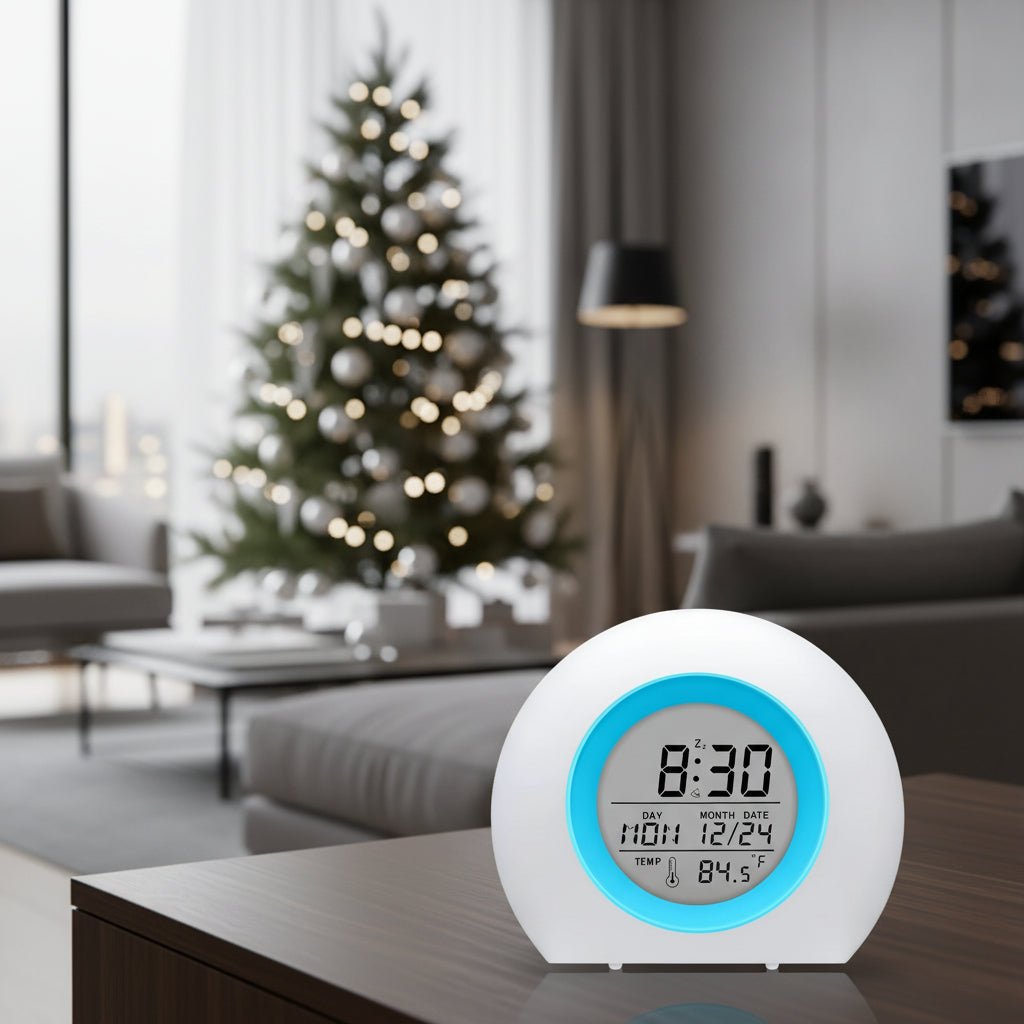 Childrens Alarm Clock with Night Light, Digital Alarm Clock with Snooze and Temperature, Kids Alarm Clock with 8 Sounds