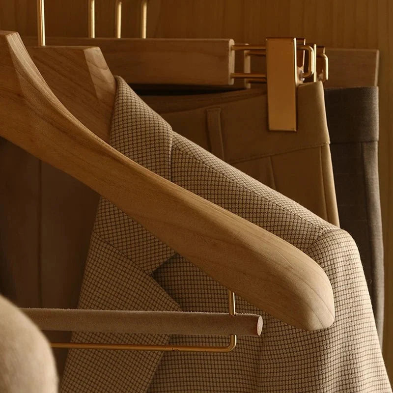 Wooden Coat Hangers, Wide Wooden Clothes Hangers for Wardrobe, Trouser Hangers, Set of 3 for Clothes Storage_05