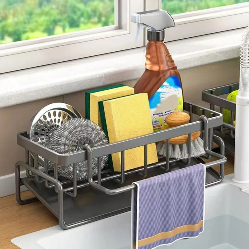 Kitchen Organiser for Sink with Drainage, Sink Caddy for Sponges and Brushes, Cleaning Caddy and Kitchen Storage Tidy_04