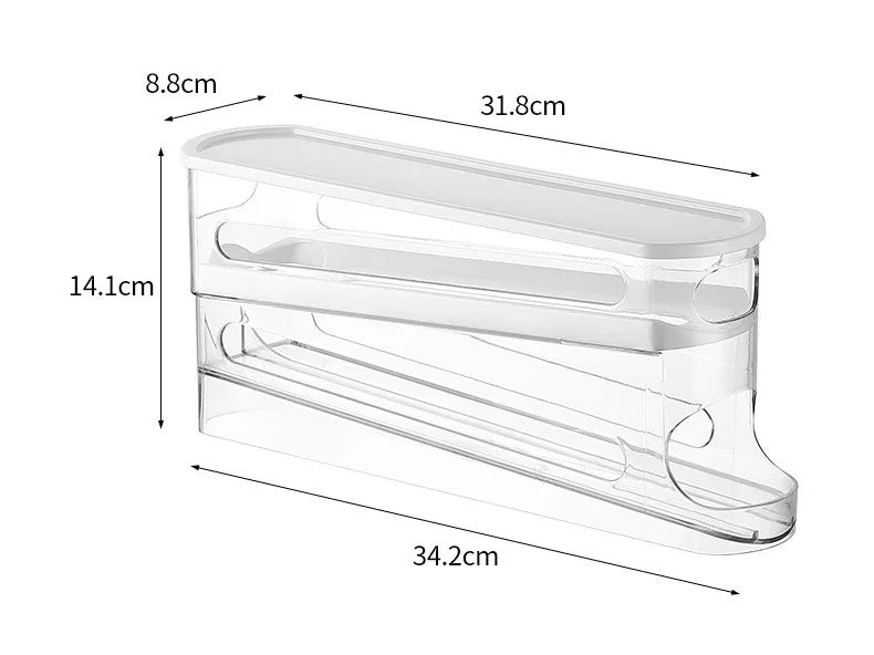 Egg Holders for Fridge, 2 Tier Automatic Rolling Egg Dispenser, Clear Egg Storage Fridge Organiser for Kitchen Storage_09