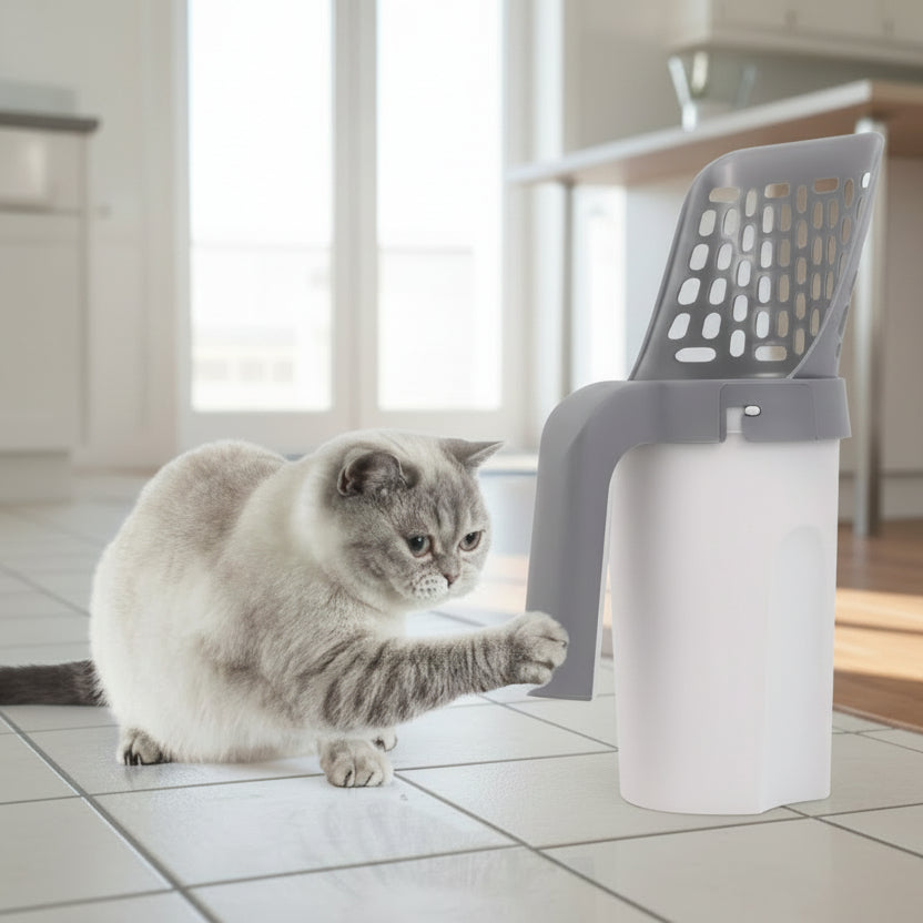 Cat Litter Scoop with Container, Cat Litter Scooper with Sieve, Litter Tray Scoop for Hygienic Cleaning
