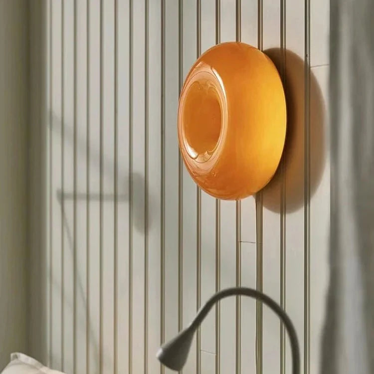 LED Wall Light, Glass Table Lamp, Dimmable Touch Lamp with 3 Light Colours, Donut Lamp in Orange or White_04