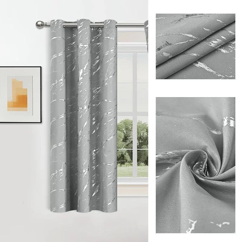 Blackout Curtains with Eyelets, Patterned Curtains in Marble and Wave Print for Living Room, Bedroom Curtains_05