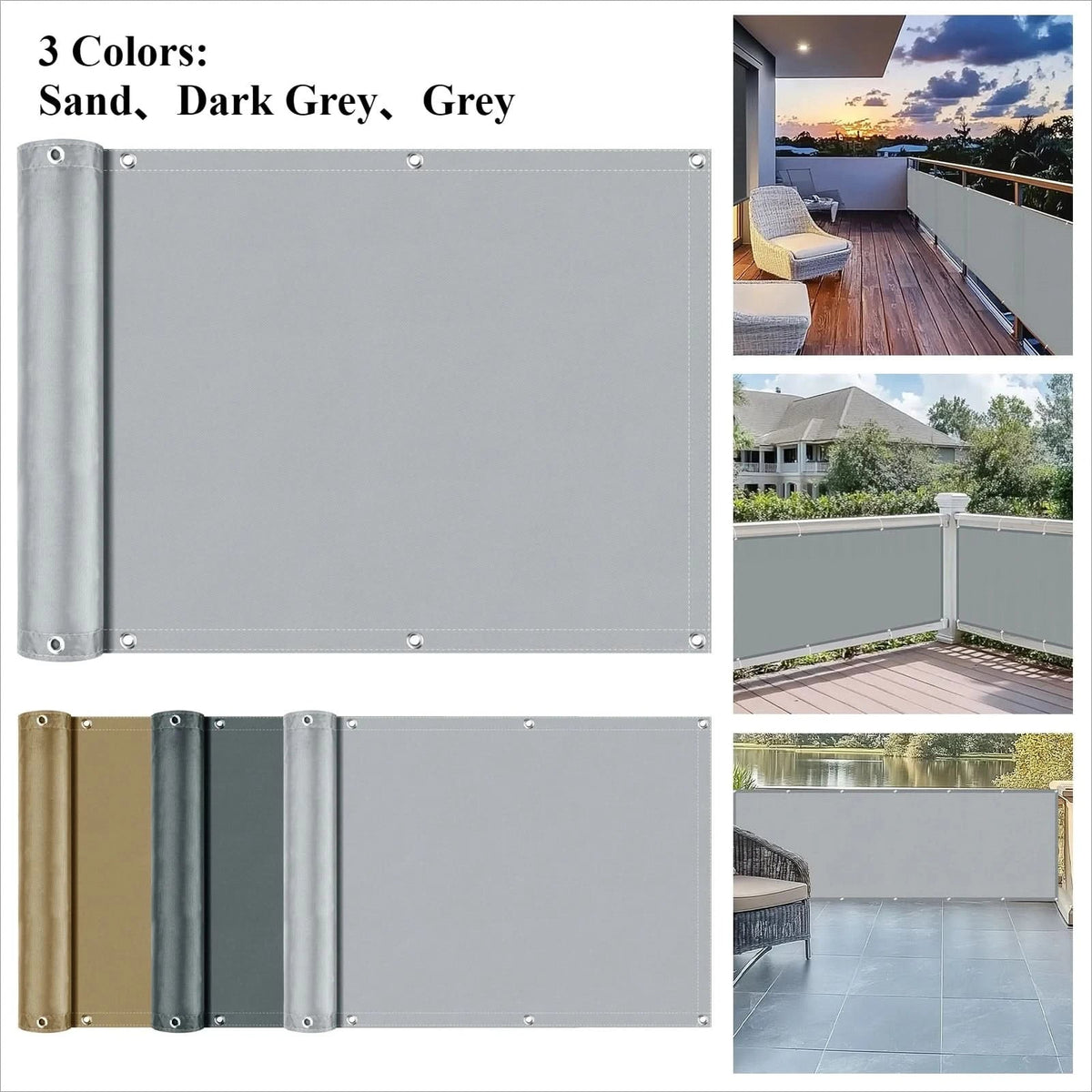 Garden Screening Privacy Screen, Balcony Privacy Screen with Eyelets, Fence Screening, Wind Break with UV Protection_11