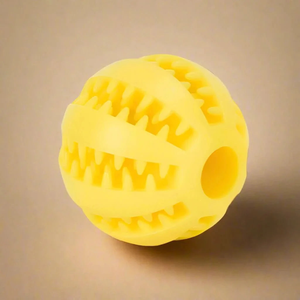 Dog Ball for Treats, Chew Ball for Dogs with Dental Grooves, Interactive Dog Toys for Puppies, Natural Rubber Puppy Toys