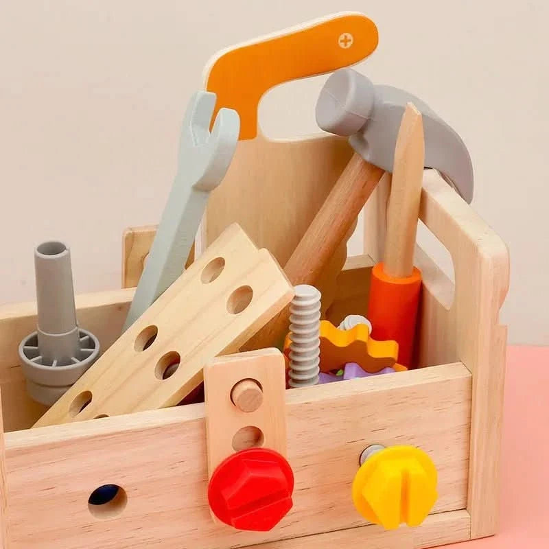 Kids Wooden Tool Kit, Montessori Toys with Toy Tools, Wooden Toys for Role Play, Builder Toys for Creative Play_02