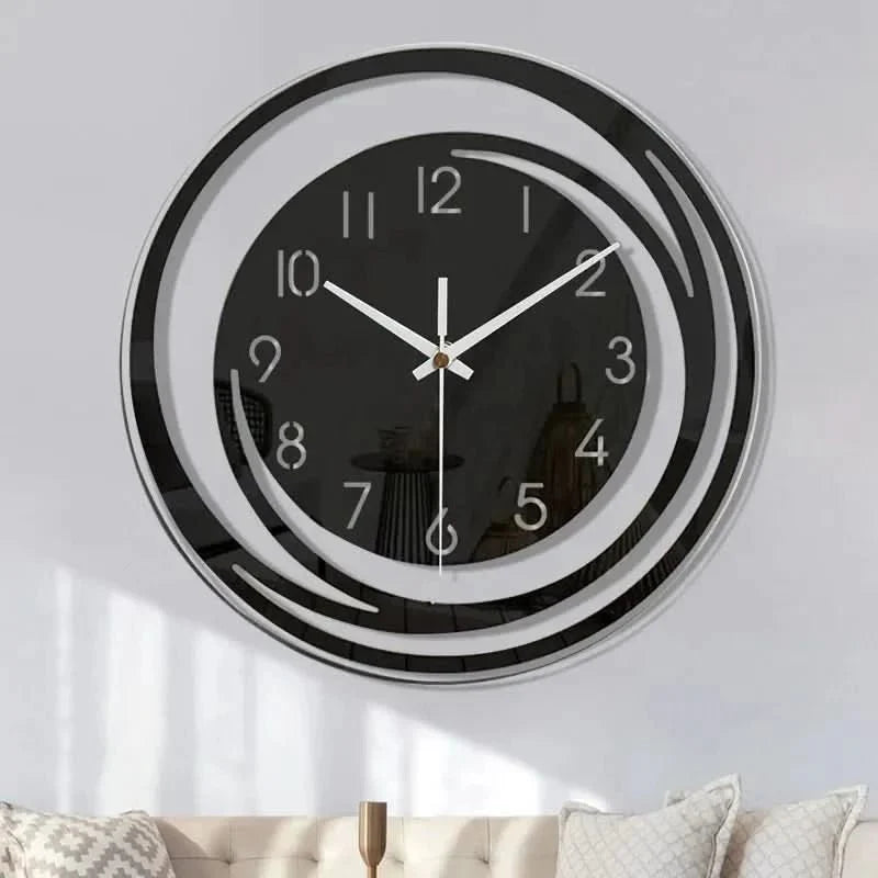 Silent Wall Clocks, Scandinavian Wall Clock with 3D Effect, Acrylic Modern Wall Clock with Adhesive Nails, No Drilling