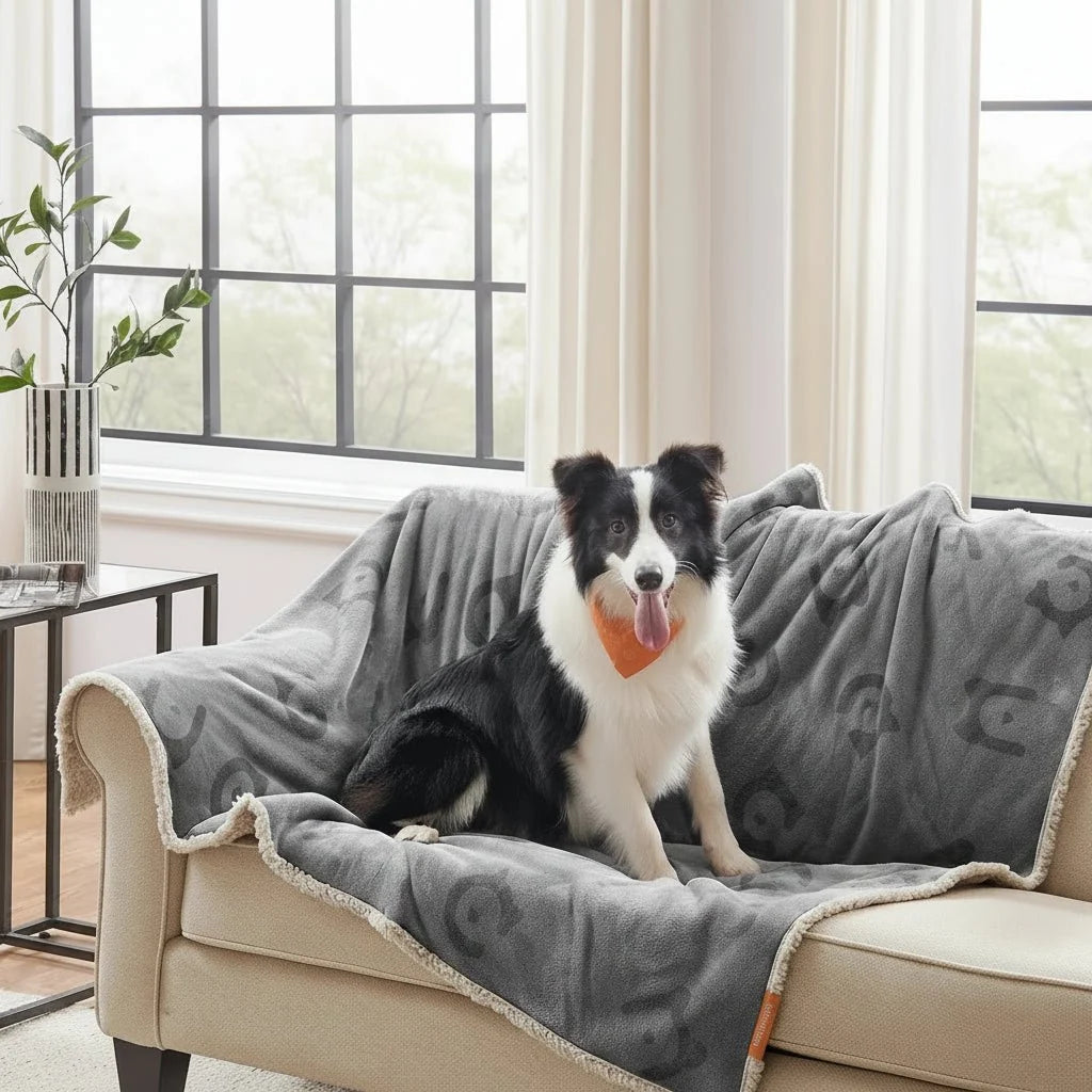 Dog Blanket for Sofa, Sherpa Cat Blankets for Bed and Carrier, Soft Fluffy Puppy Blanket for Dogs and Cats_01