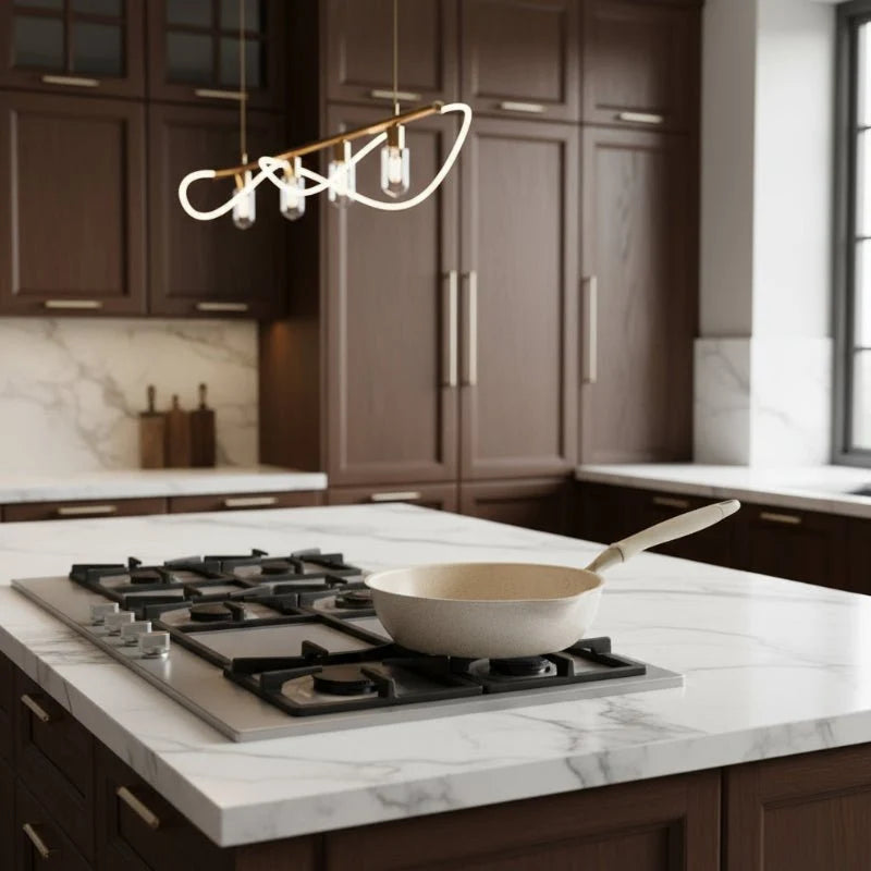 Non Stick Wok for Induction Hob, Deep Frying Pan, Non Stick Pan with Stone Coating for Gas and Electric Hobs