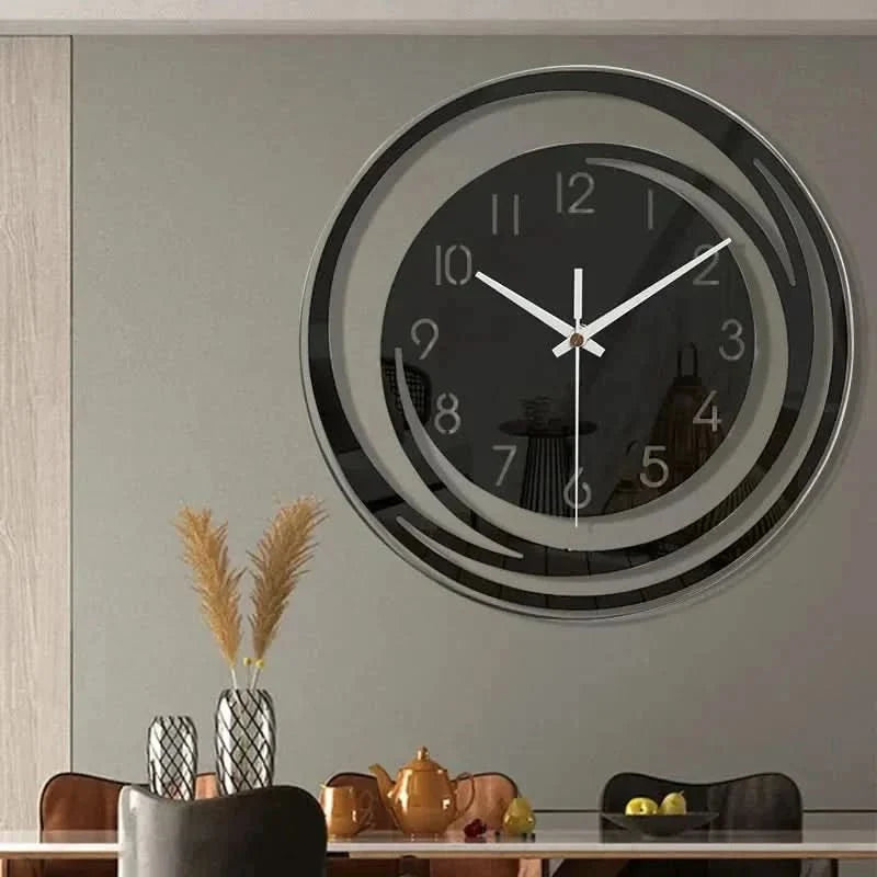 Silent Wall Clocks, Scandinavian Wall Clock with 3D Effect, Acrylic Modern Wall Clock with Adhesive Nails, No Drilling
