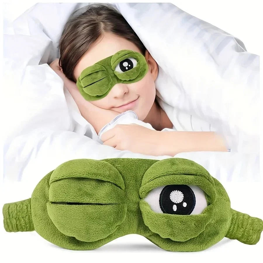 Eye Mask for Sleeping, Cute 3D Frog Sleep Mask, Plush Cotton Eye Mask for Travel and Office_01