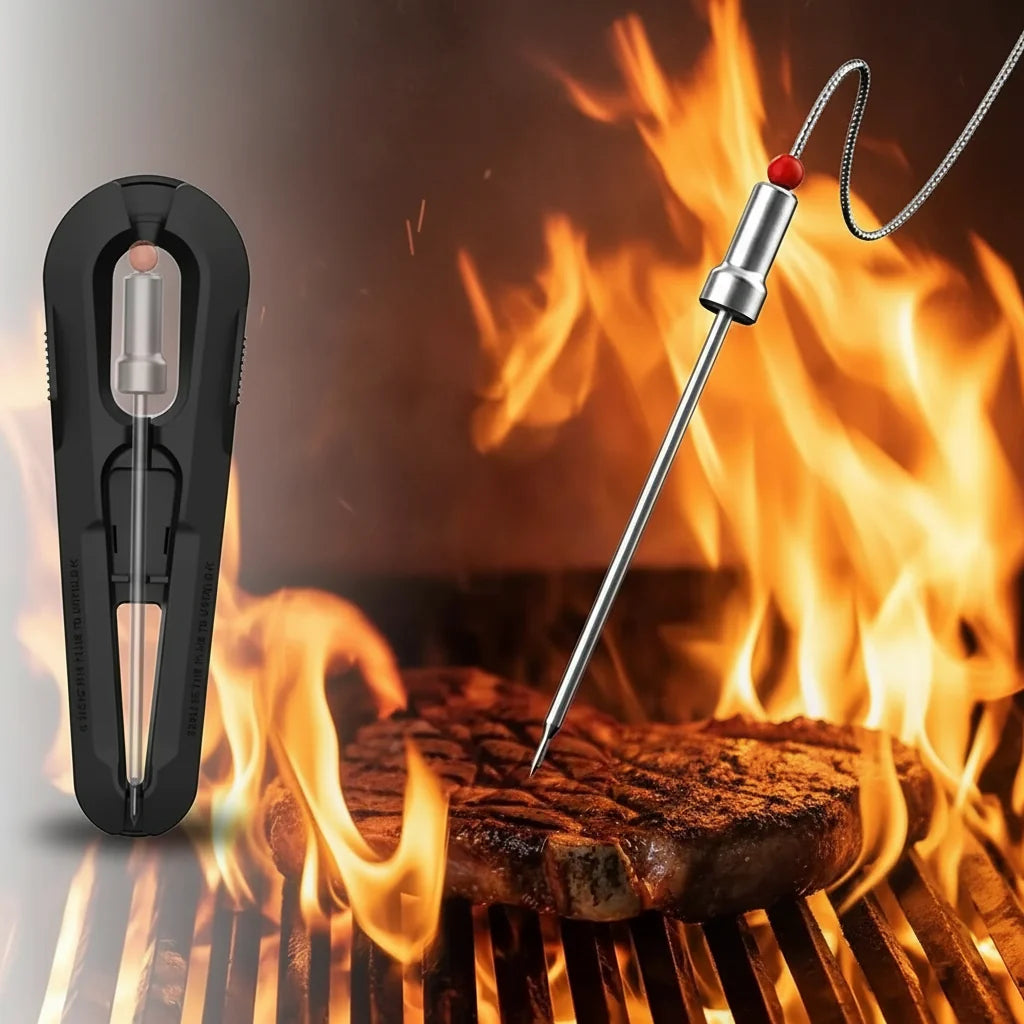 Wireless Meat Thermometer with Probe, Food Thermometer for BBQ Grill and Smoker, Cooking Thermometer, BBQ Accessories