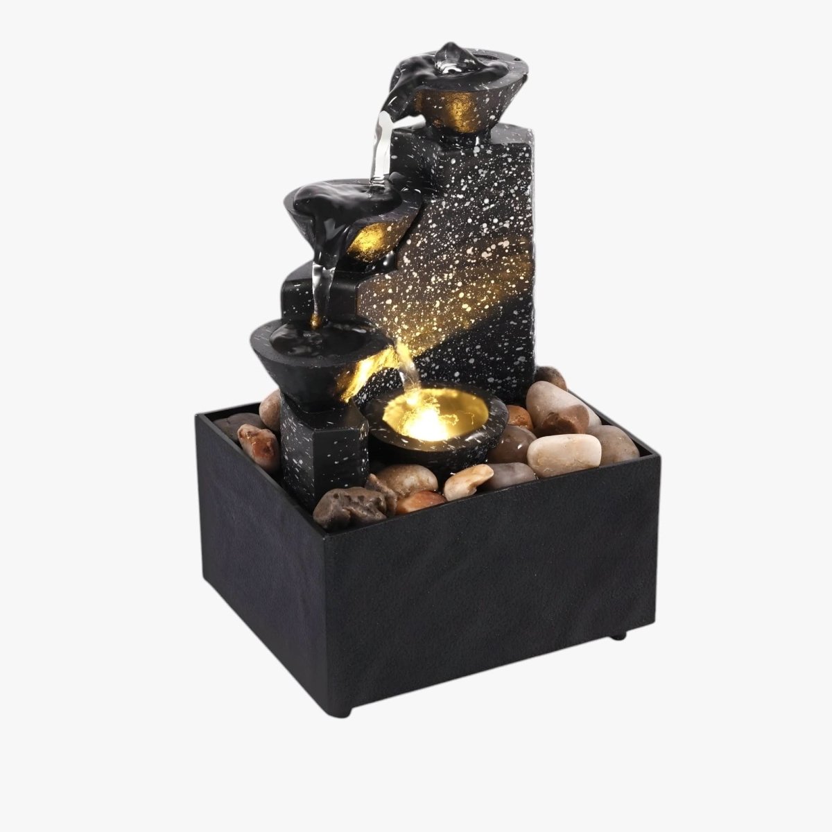 Indoor Water Fountain, Tabletop Waterfall Fountain with LED Ambient Lighting, Indoor Water Feature for Home Decor_01