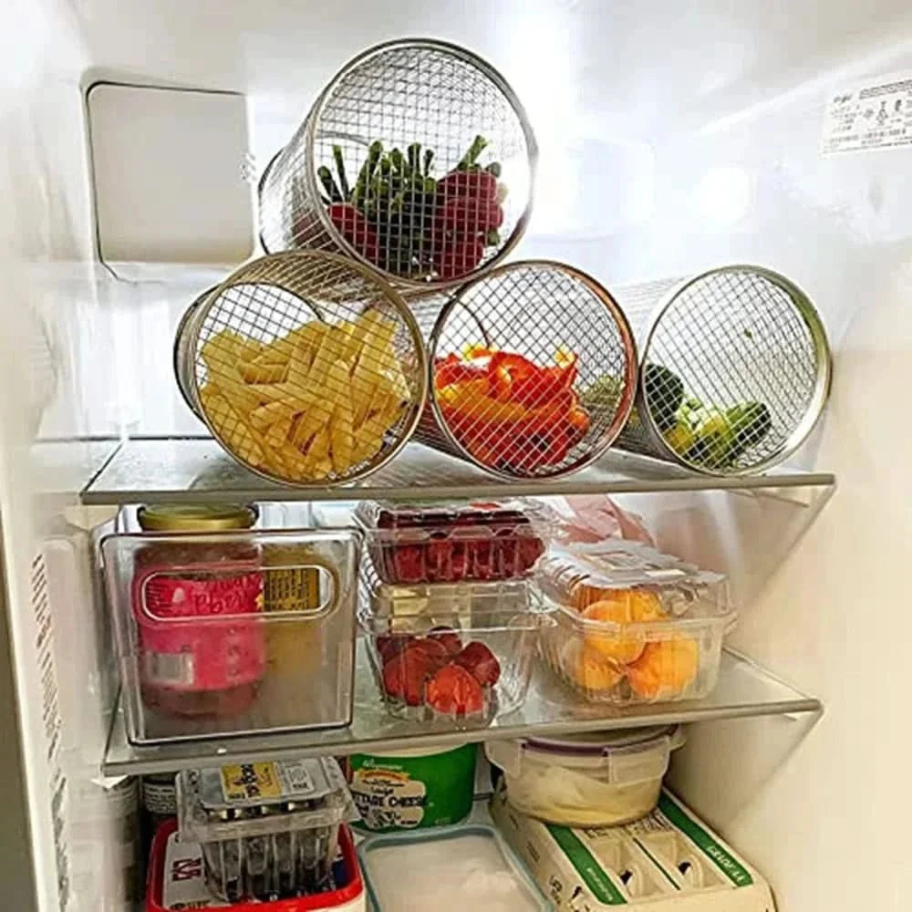 BBQ Grill Basket, Rotating Grilling Basket for Vegetables and Fish, Stainless Steel BBQ Accessories, Barbecue Tools_04