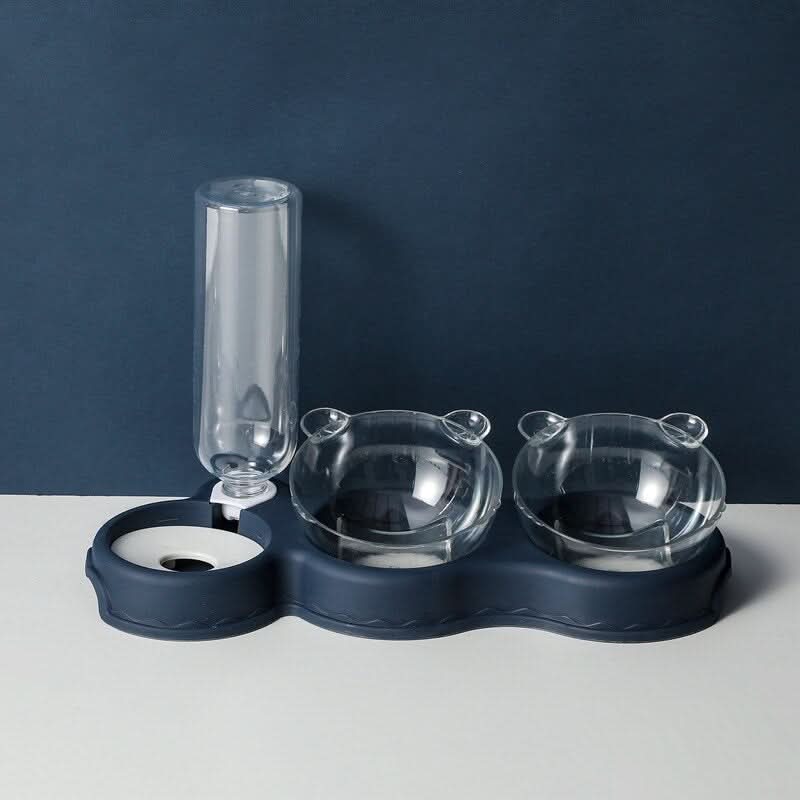 Cat Feeding Station 3 in 1 with Raised Dog Bowl, Cat Water Dispenser, Dog Food and Water Bowl, Raised Cat Bowls_02