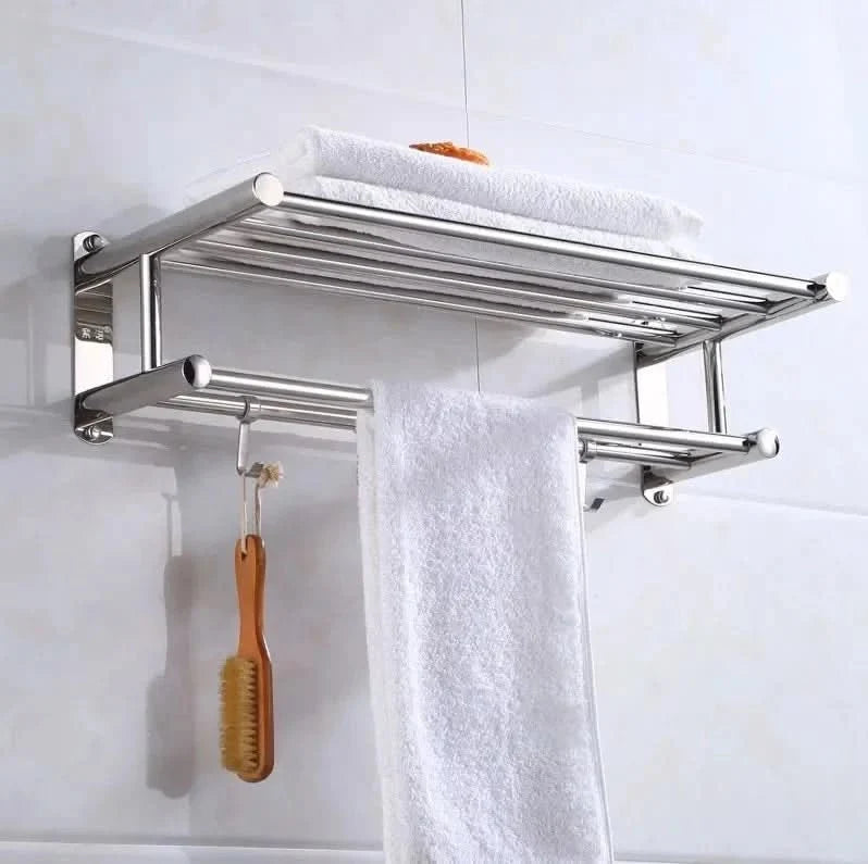 Towel Rails 40 or 50 cm, Bathroom Towel Rail in Brushed Stainless Steel, Wall Mounted Kitchen Towel Holder for Guest WC_03