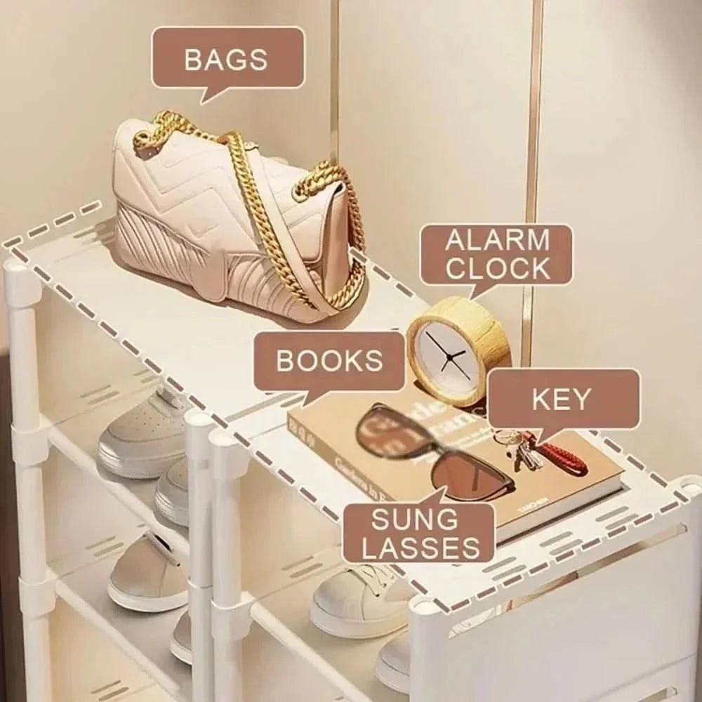 Corner Shoe Rack for Small Spaces, Stackable Shoe Storage Rack up to 8 Tiers, Black Metal Shoe Organiser_01