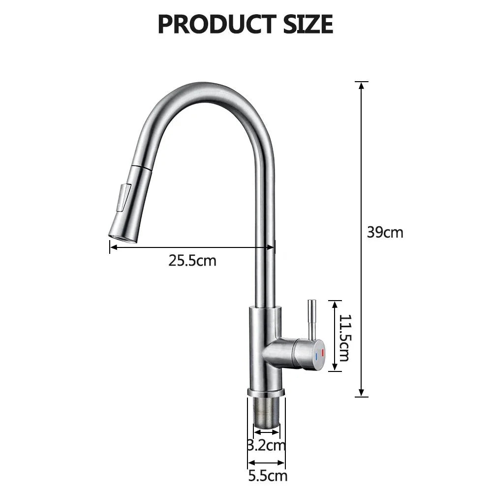 Kitchen Sink Tap, Pull Out Kitchen Tap with Spray Head, Stainless Steel Sensor Tap for Modern Kitchens_07
