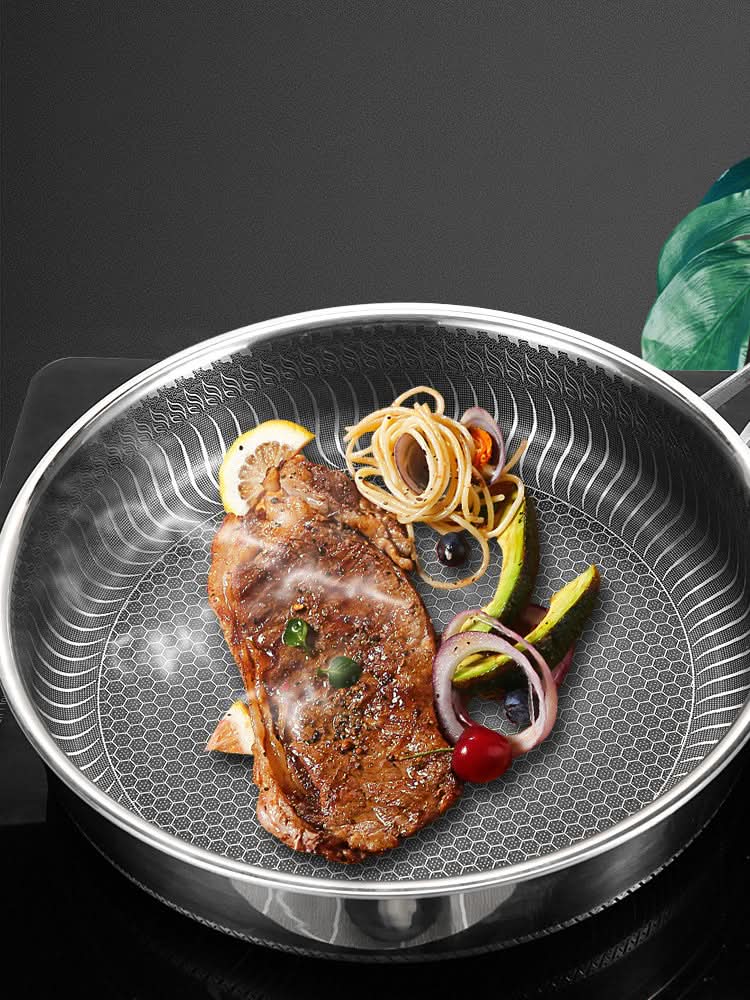 Stainless Steel Pan, Honeycomb Frying Pans without Coating – image 4