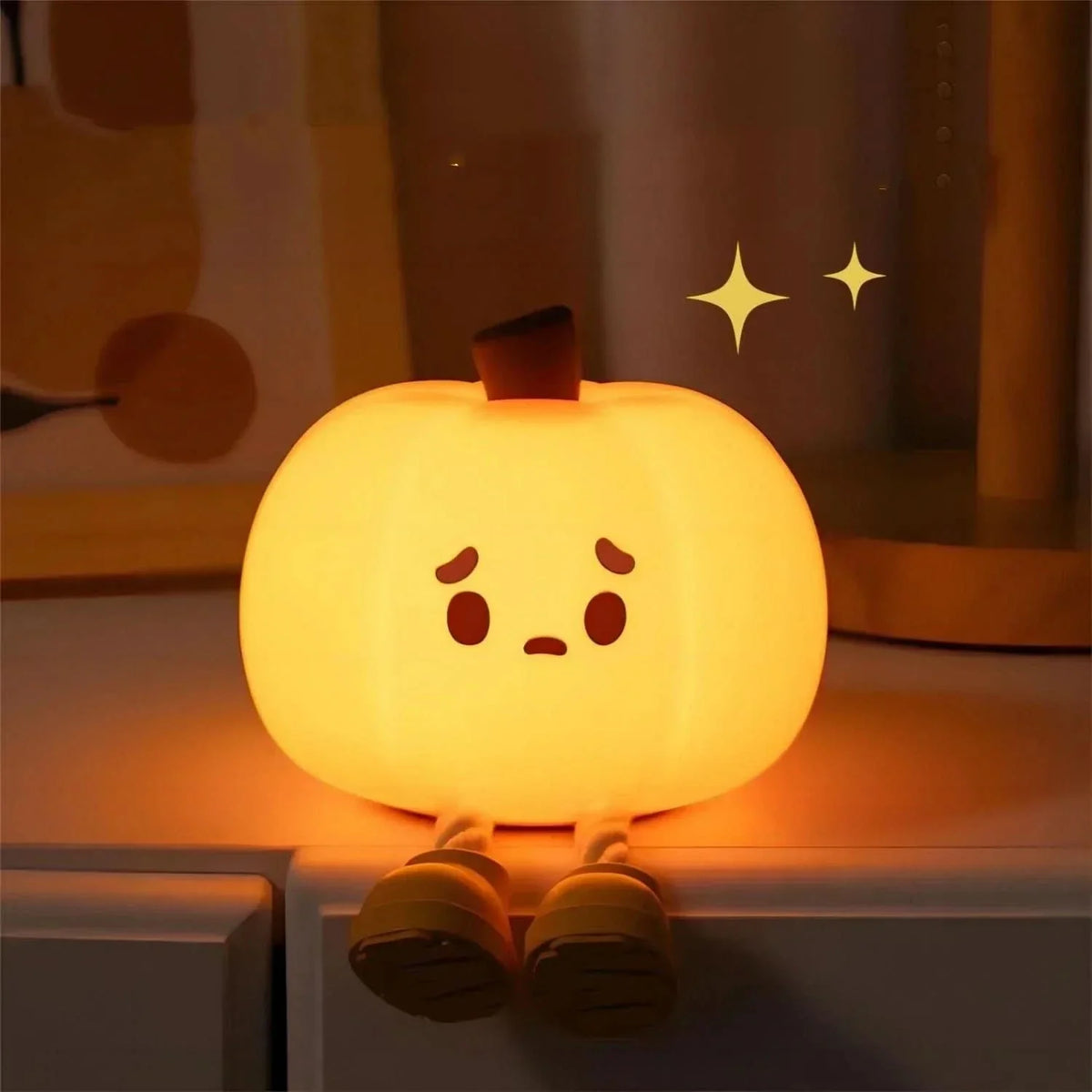 Bedside Lamp for Kids Room, Rechargeable Lamp with Timer and 3 Brightness Levels, Pumpkin Night Lights for Bedroom