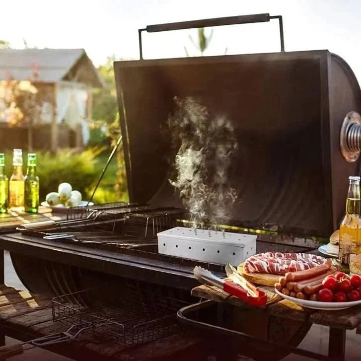 BBQ Smoker Box for Gas and Charcoal Grills, Stainless Steel Smoking Box, Smoker Accessories, BBQ Accessories_02
