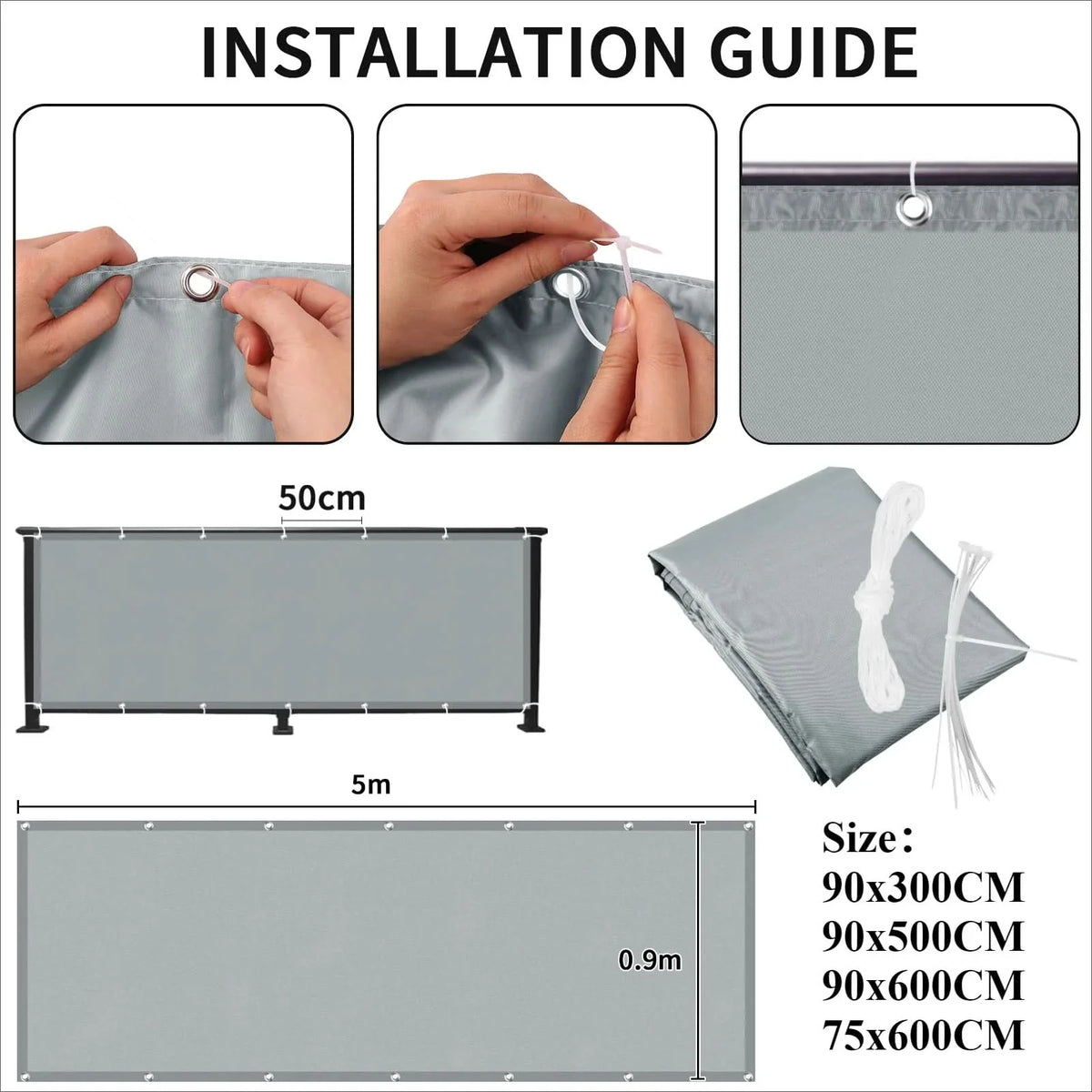 Garden Screening Privacy Screen, Balcony Privacy Screen with Eyelets, Fence Screening, Wind Break with UV Protection_10