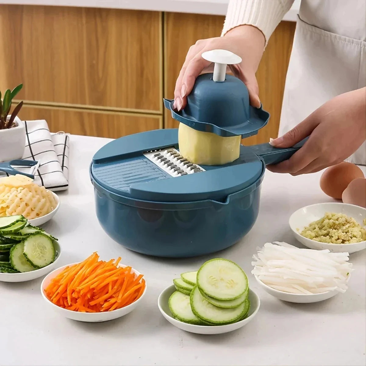 Vegetable Slicer 9 in 1, Kitchen Slicer for Vegetables and Potatoes, Potato Slicer with Stainless Steel Blades