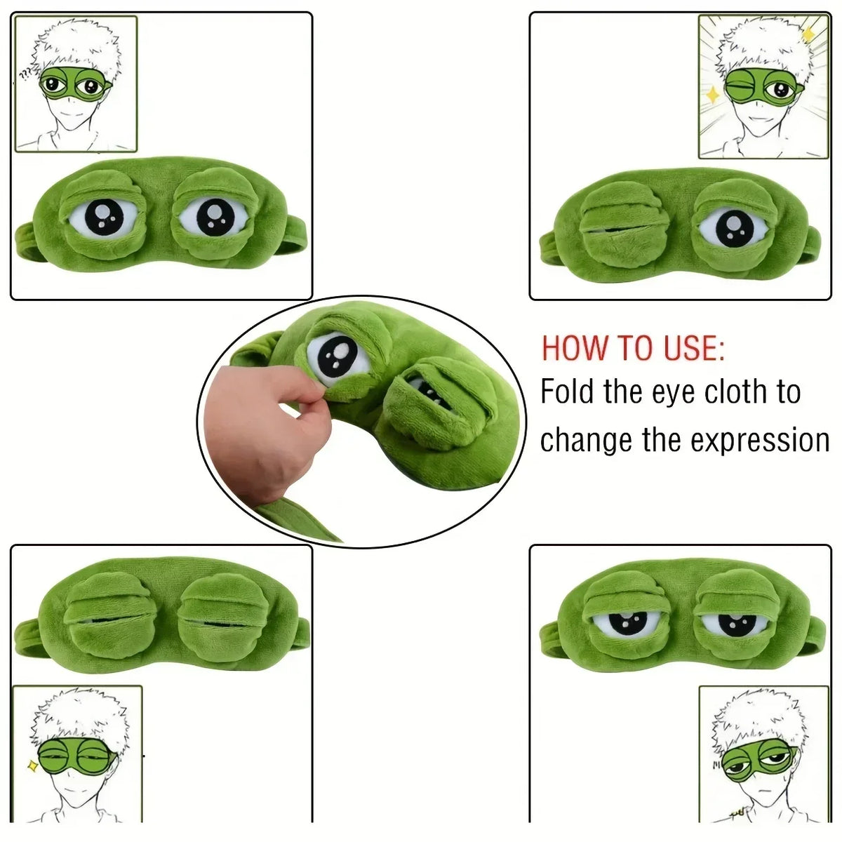 Eye Mask for Sleeping, Cute 3D Frog Sleep Mask, Plush Cotton Eye Mask for Travel and Office_05