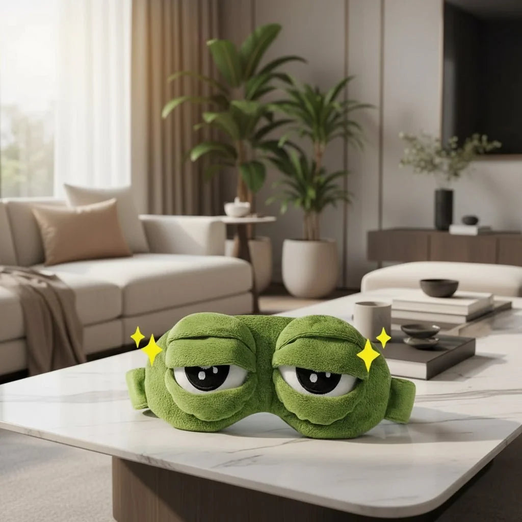 Eye Mask for Sleeping, Cute 3D Frog Sleep Mask, Plush Cotton Eye Mask for Travel and Office