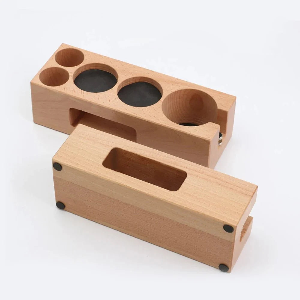 Portafilter Holder, Wooden Tamper Station for 51–53 mm and 58 mm Tampers, Coffee Station Organiser, Coffee Accessories_03