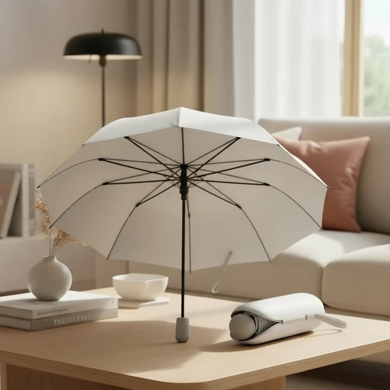 Compact Umbrellas, Small Folding Umbrella for Handbag and Travel, Water Repellent Mini Umbrella with Transport Capsule