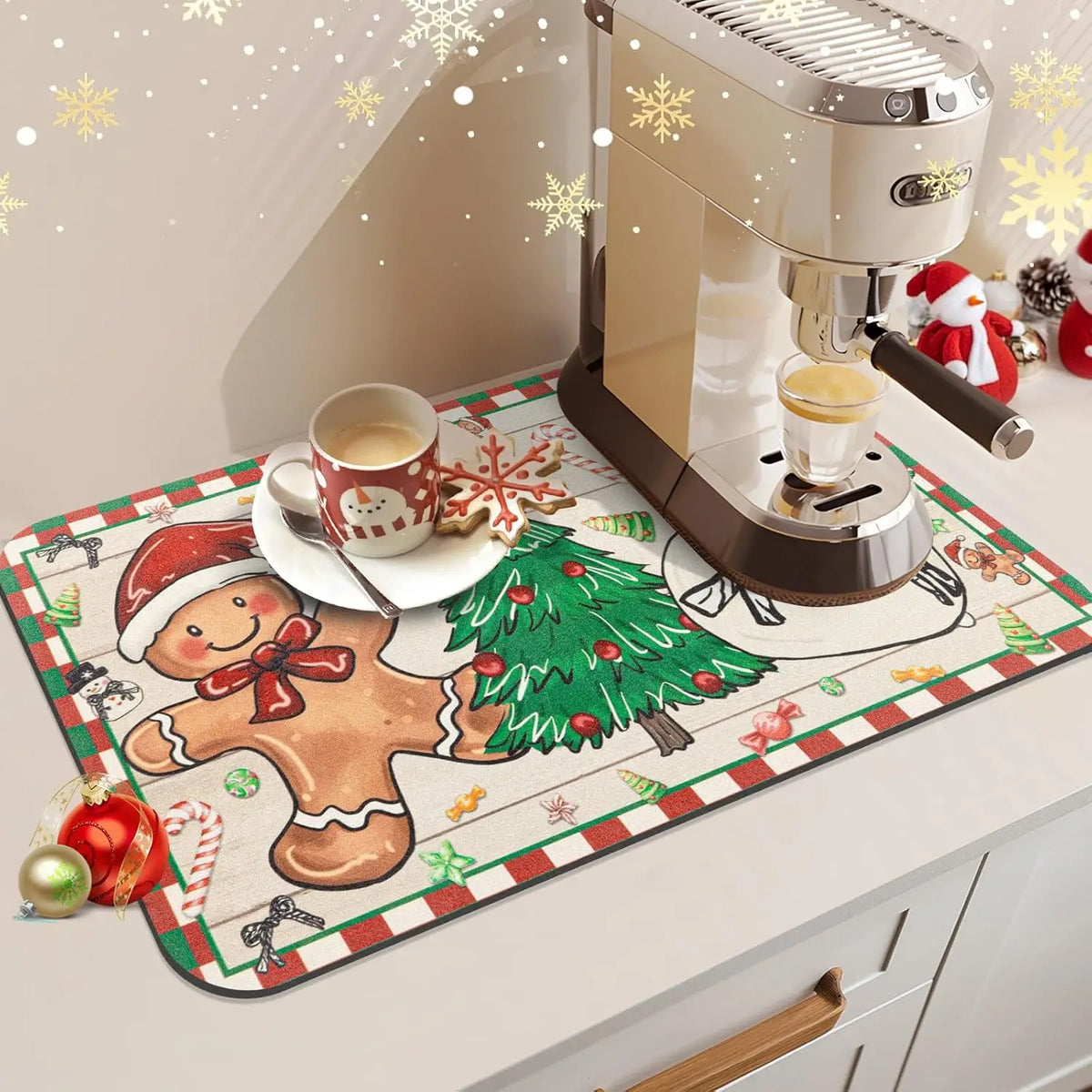 Kitchen Mats for Christmas, Dish Drying Mat, Non Slip Mat for Coffee Machine, Coaster, Christmas Table Decorations_05