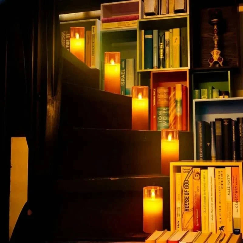Battery Candles Set of 3, Fake Candles 10 to 25 cm Tall, Battery Operated Candles in Gold, Grey or Clear for Home Decor_04